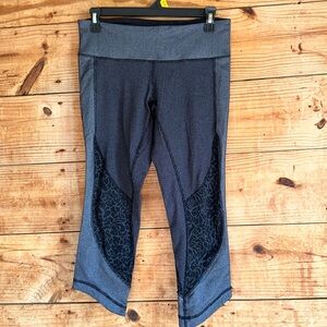 Lululemon Sashiko Diamond Dot Camo Black Wunder Under Crop Leggings